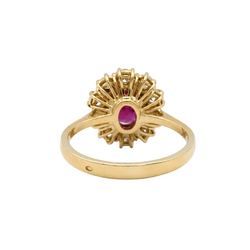 Marguerite Ring in Yellow Gold, Rubies, and Diamonds