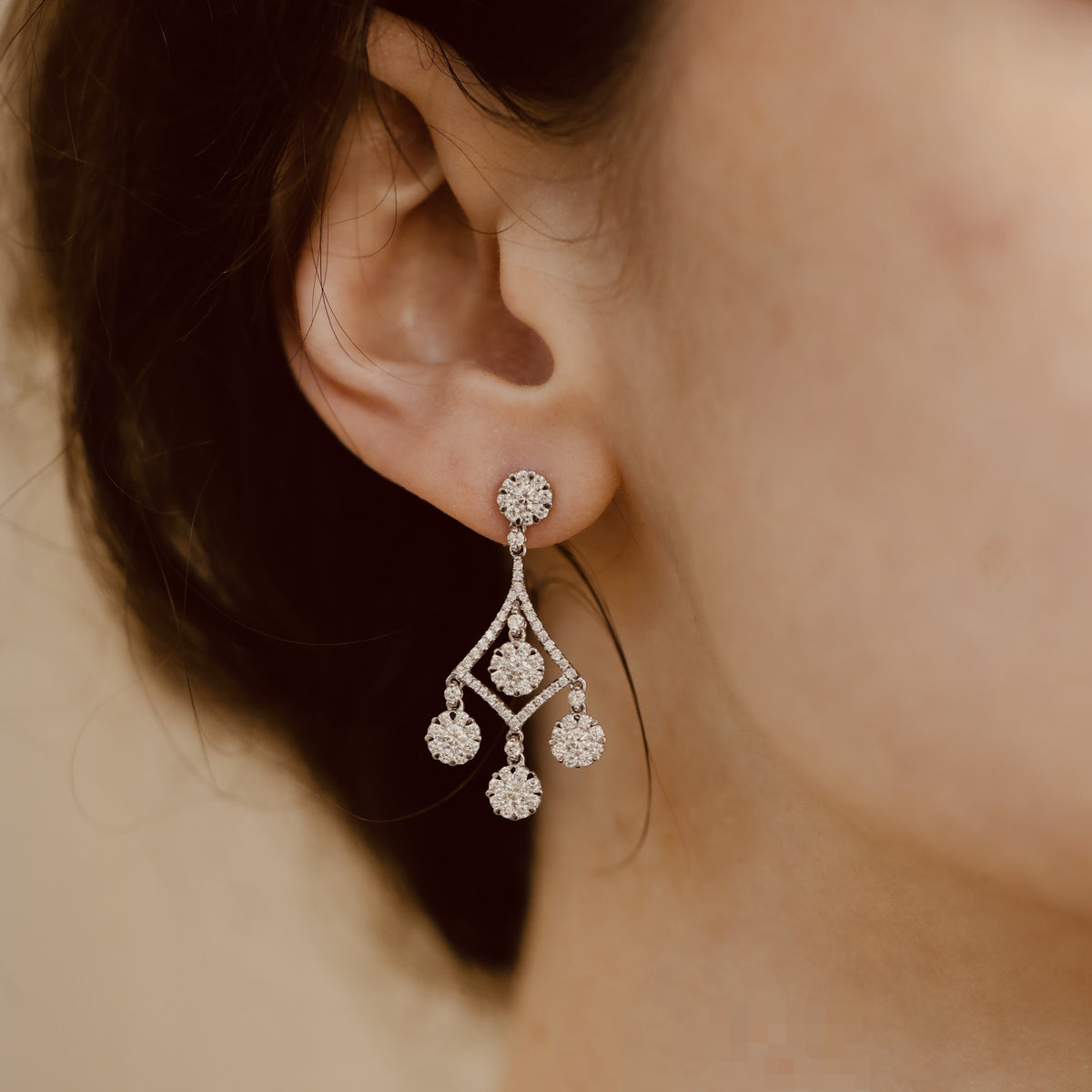White Gold and Diamond Dangle Earrings