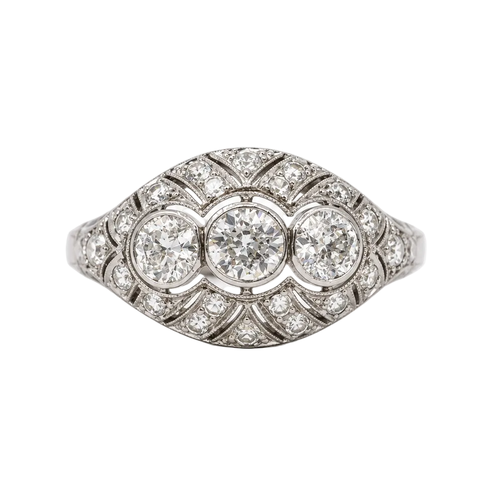 Platinum and Diamond Dome Ring