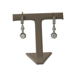 Lever-back earrings in white gold, yellow gold and diamonds