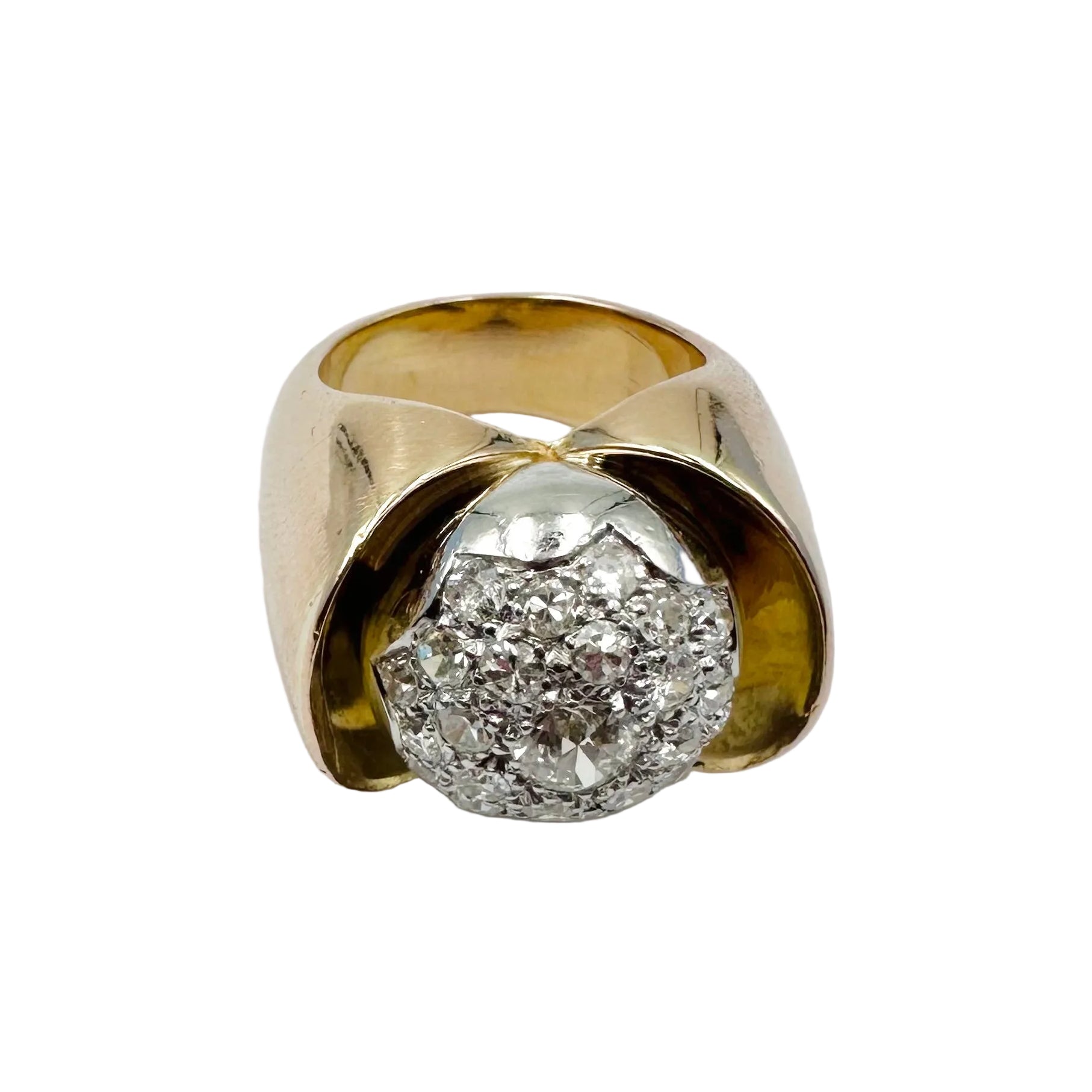 Yellow gold and Diamond Dome Ring