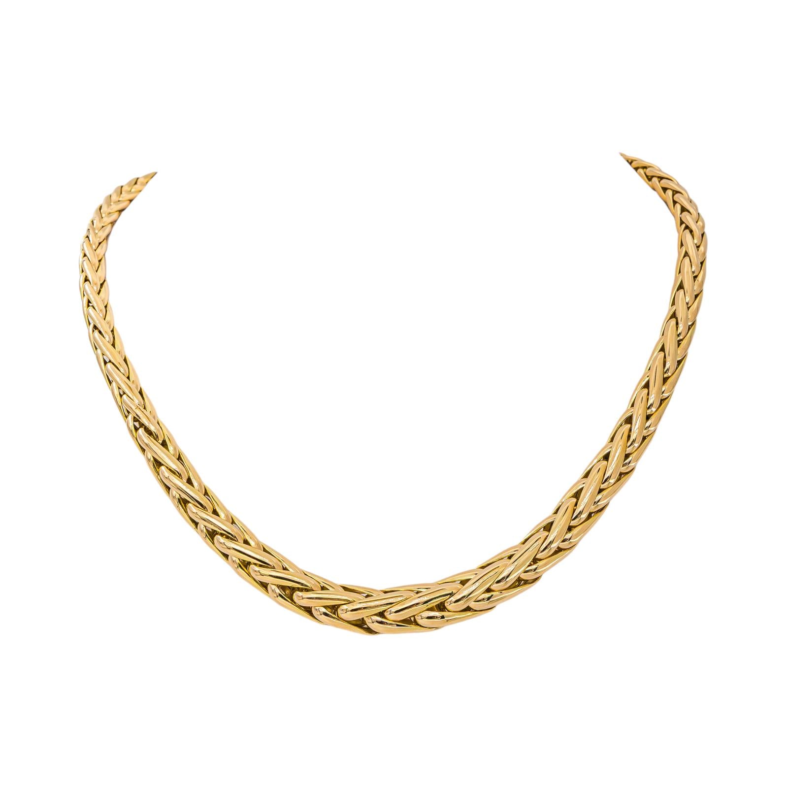 Caplain Necklace Palm Leaf Link Yellow gold