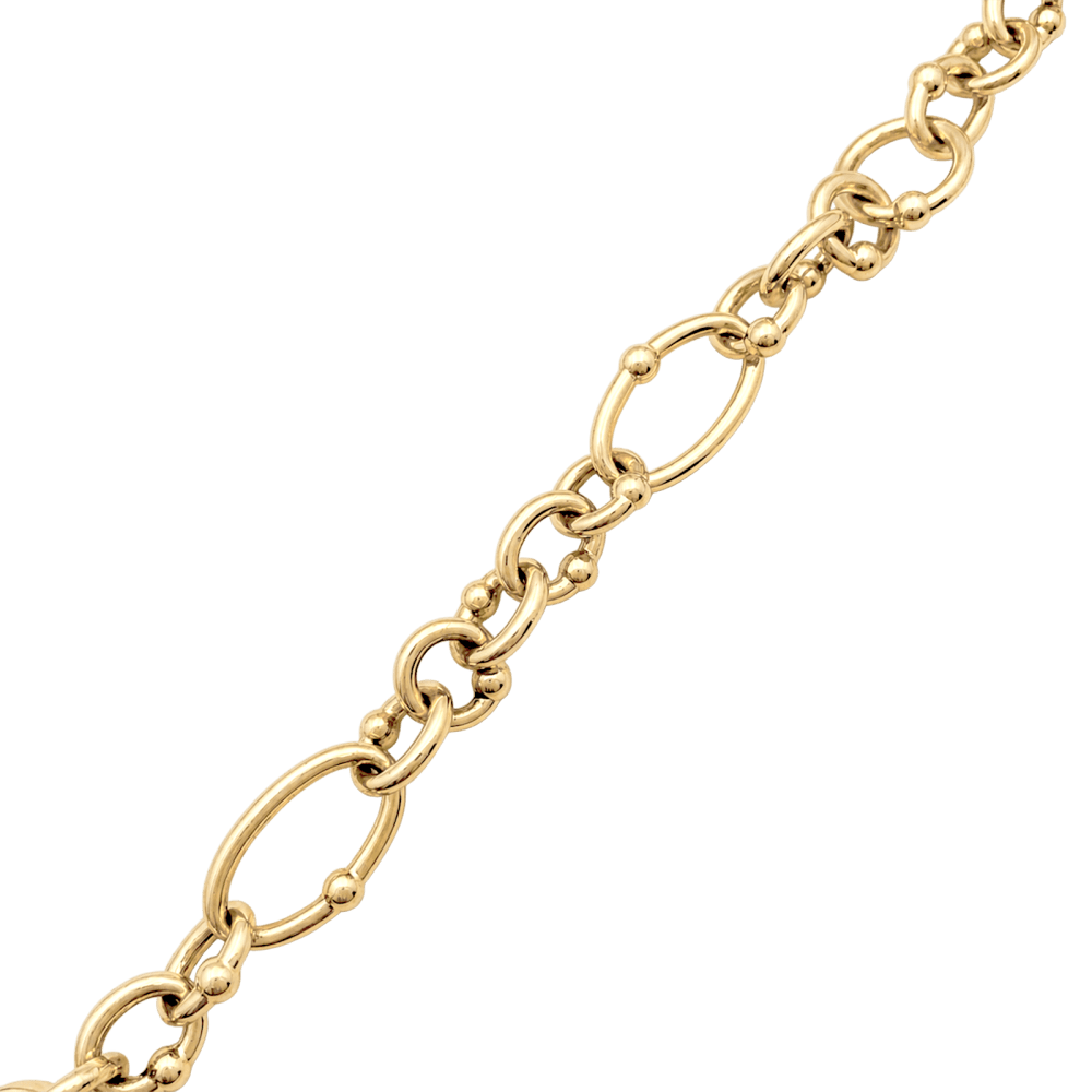 Bracelet oval and circular links yellow gold.