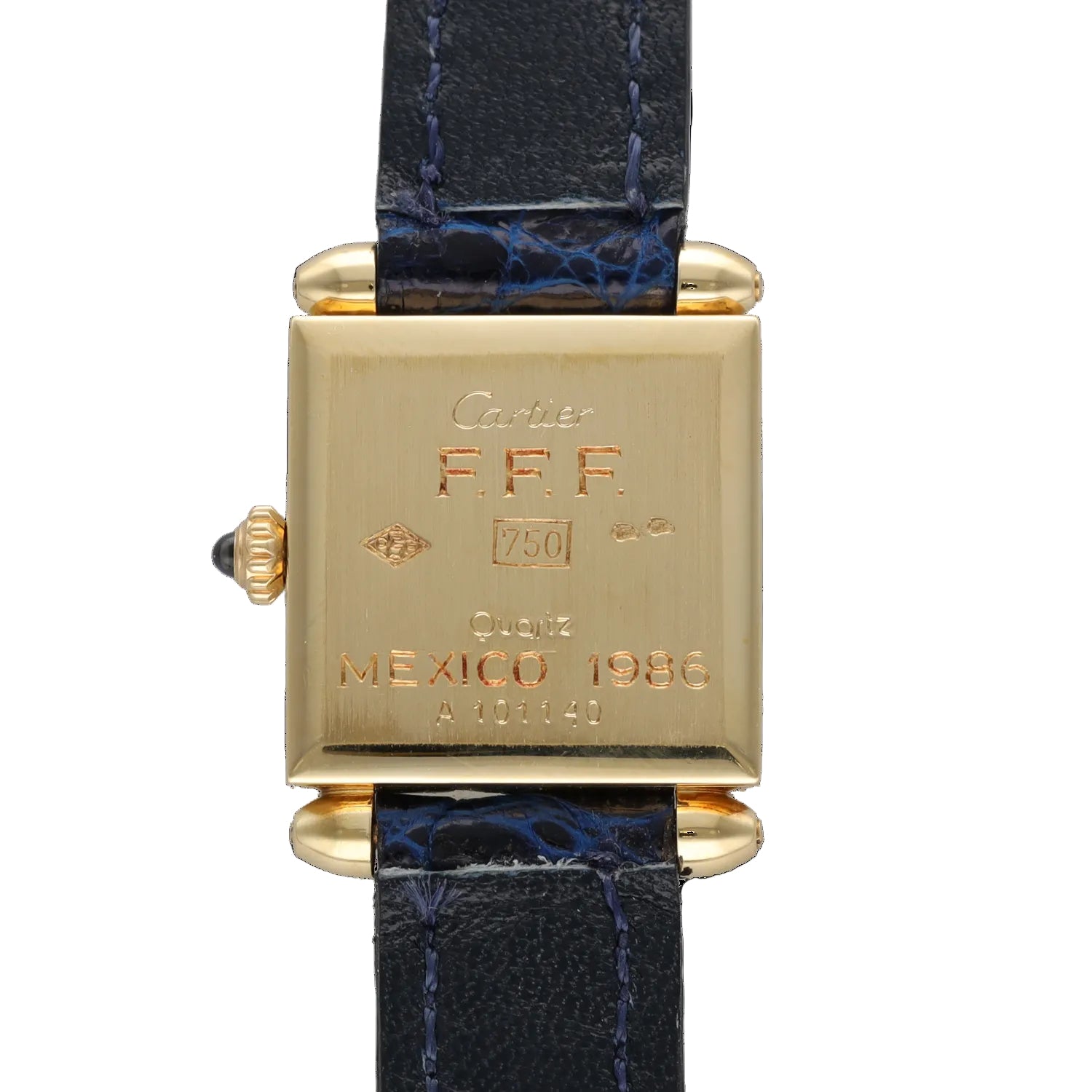 CARTIER "Obus" Watch in Yellow gold and Leather