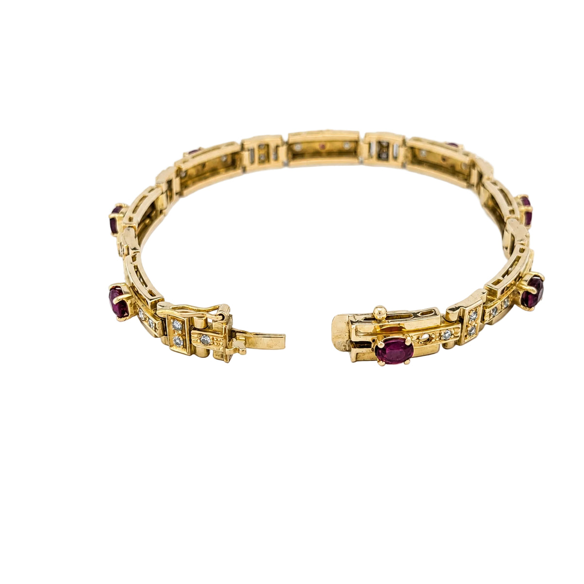 "Ligne" Bracelet in Yellow Gold, Rubies, and Diamonds