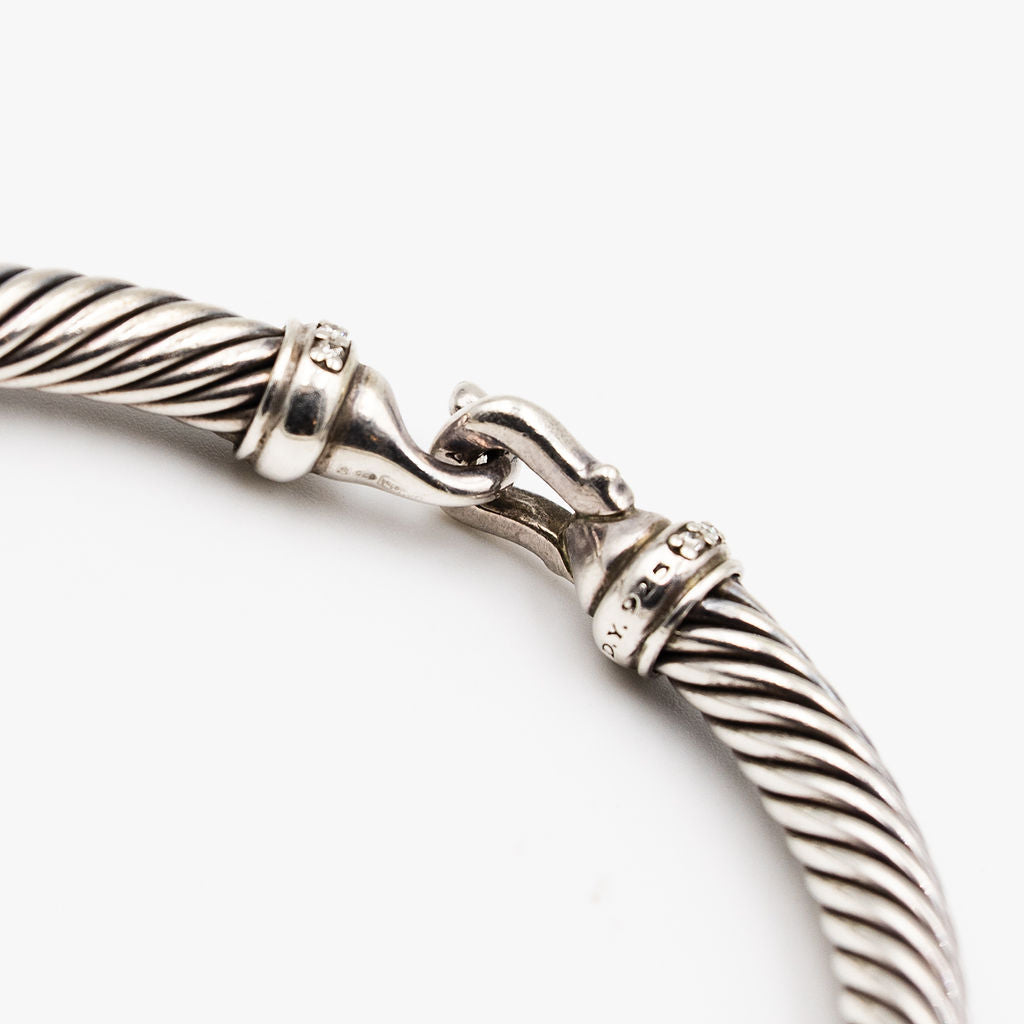 Bracelet DAVID YURMAN "Buckle Classic Cable" in silver and diamond