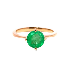 Bague Solitaire en or jaune et émeraude