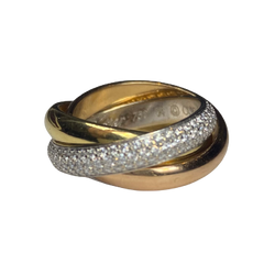 Bague Alliance CARTIER Trinity en or blanc, or jaune, or rose et diamants