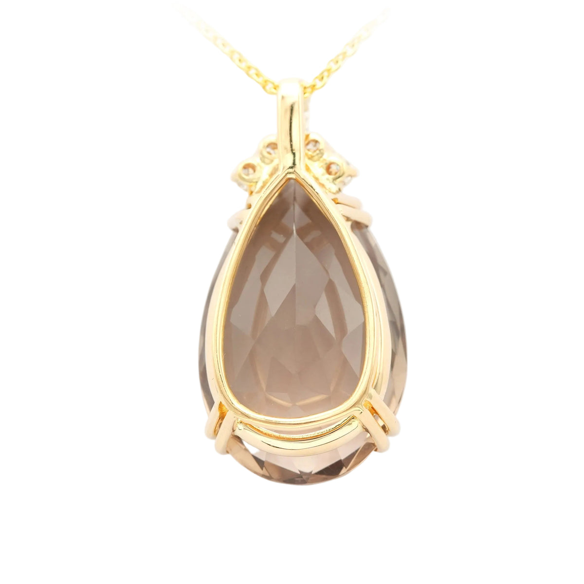 Yellow gold, quartz, and diamonds