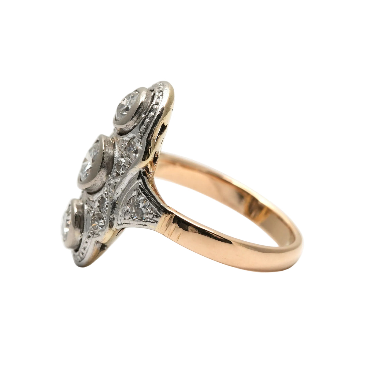 Trilogy Ring in White gold, Yellow gold, and Diamonds
