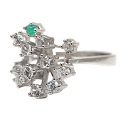 White Gold, Emerald, and Diamond Ring