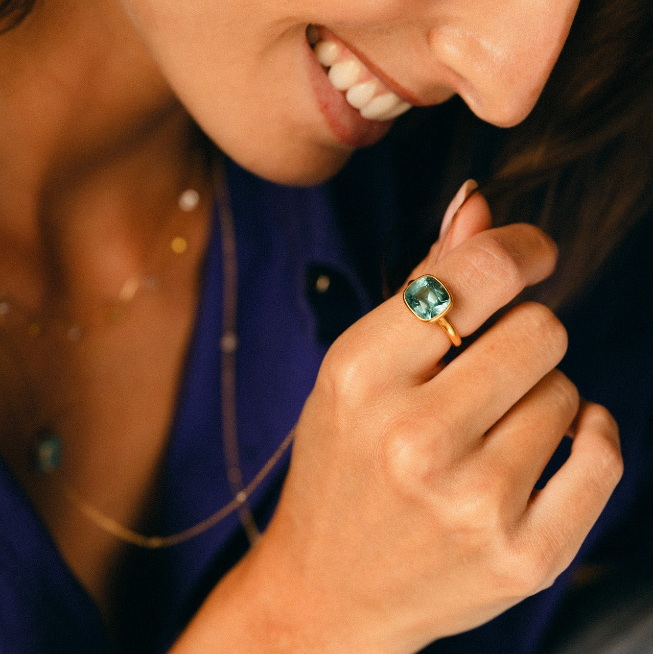 MARIE-HÉLÈNE DE TAILLAC Solitaire Ring in yellow gold and Tourmaline