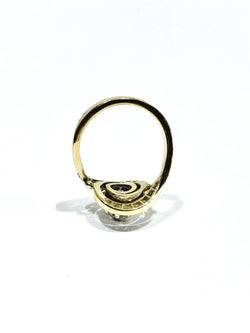 Tourbillon ring in yellow gold, white gold, and diamonds