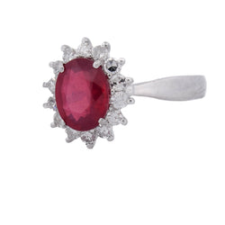 Entourage Ring in white gold, rubies, and diamonds