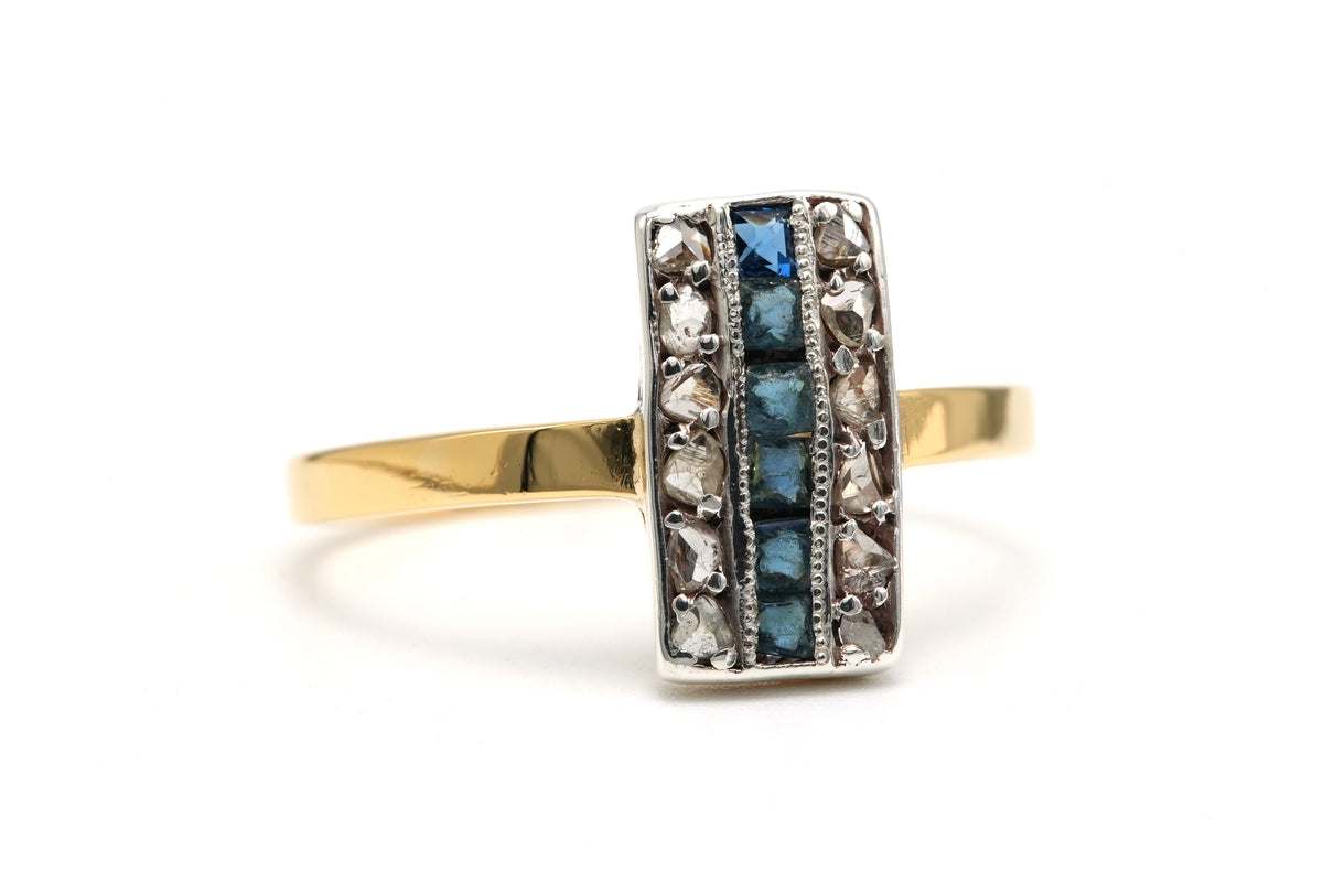 Yellow gold, Sapphire and Diamond Ring
