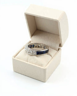 White Gold Wedding Band with Sapphires and Diamonds