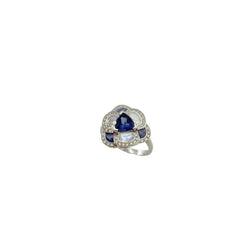 ISABELLE LANGLOIS "Flora Pensée" Entourage Ring in white gold, moonstones, iolites, and diamonds