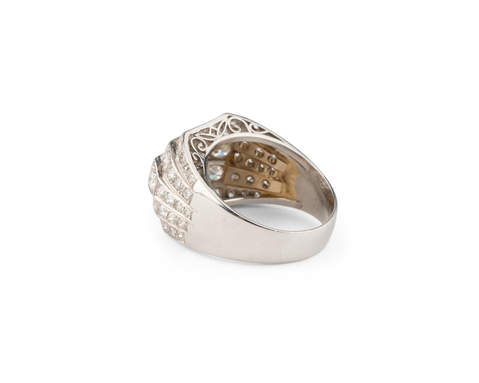 Bague Chevalière en platine et diamants