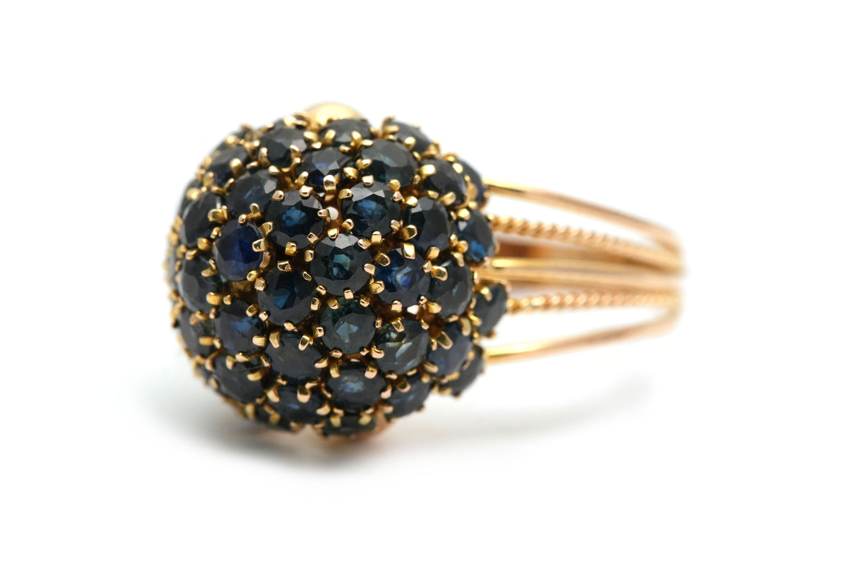 Dome Ring in Yellow Gold and Sapphires