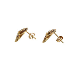 Yellow Gold Earrings with Rubies and Diamonds