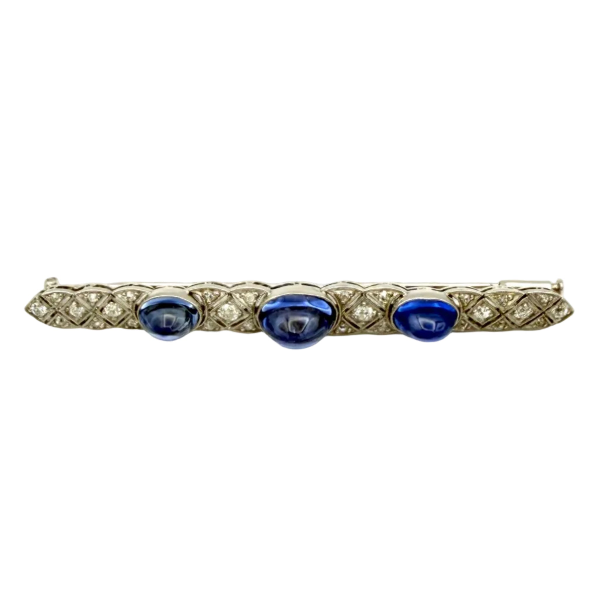 Platinum Brooch with Sapphires and Diamonds