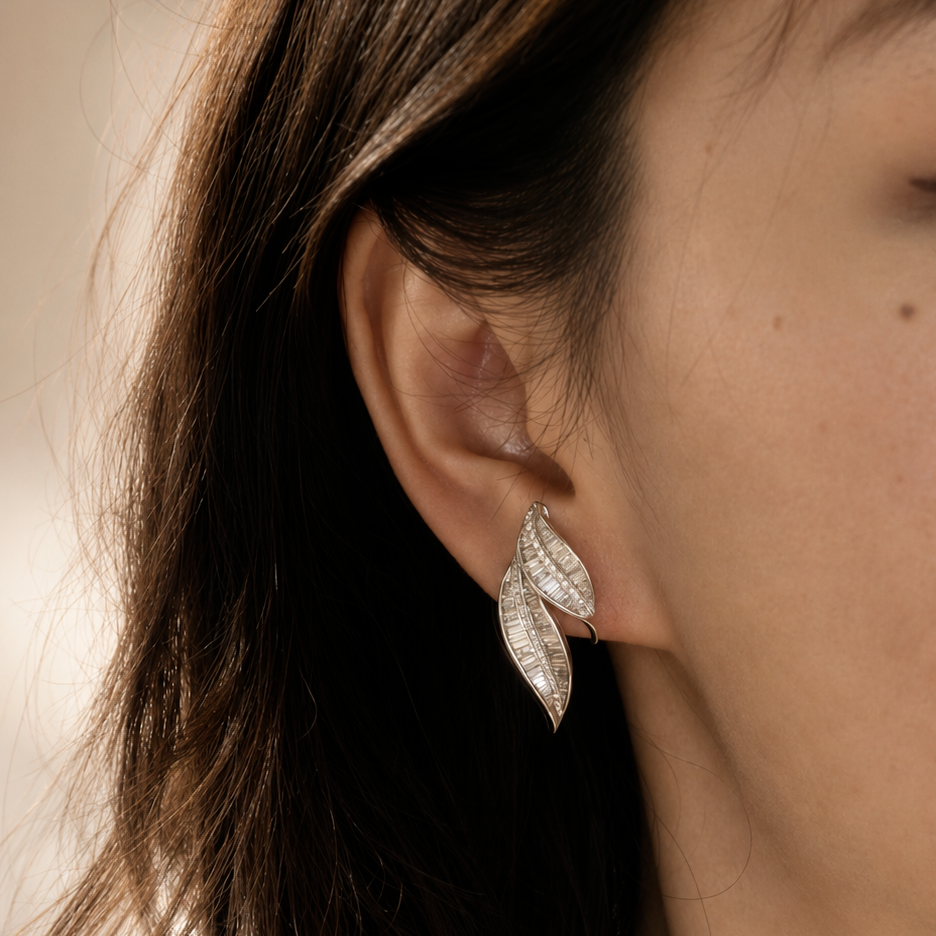 White Gold, Platinum, and Diamond Clip-On Earrings