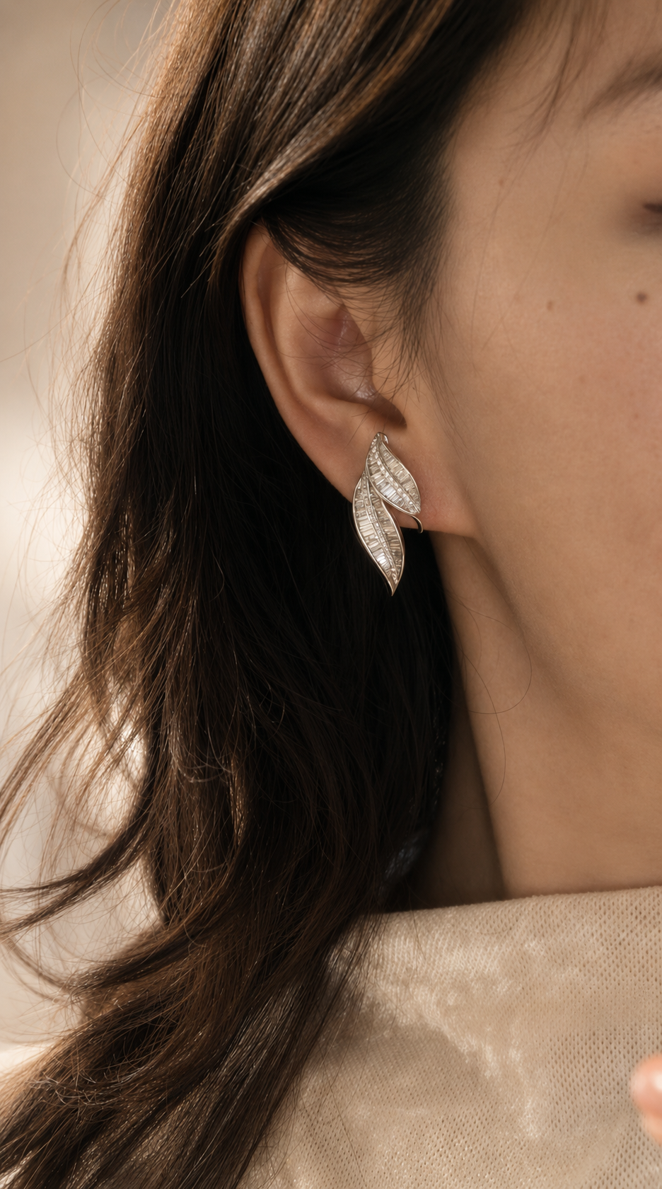 Boucles d'oreilles Clips en or blanc, platine et diamants
