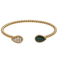 BOUCHERON "Serpent Bohème" bangle in yellow gold, Malachite, and Diamonds