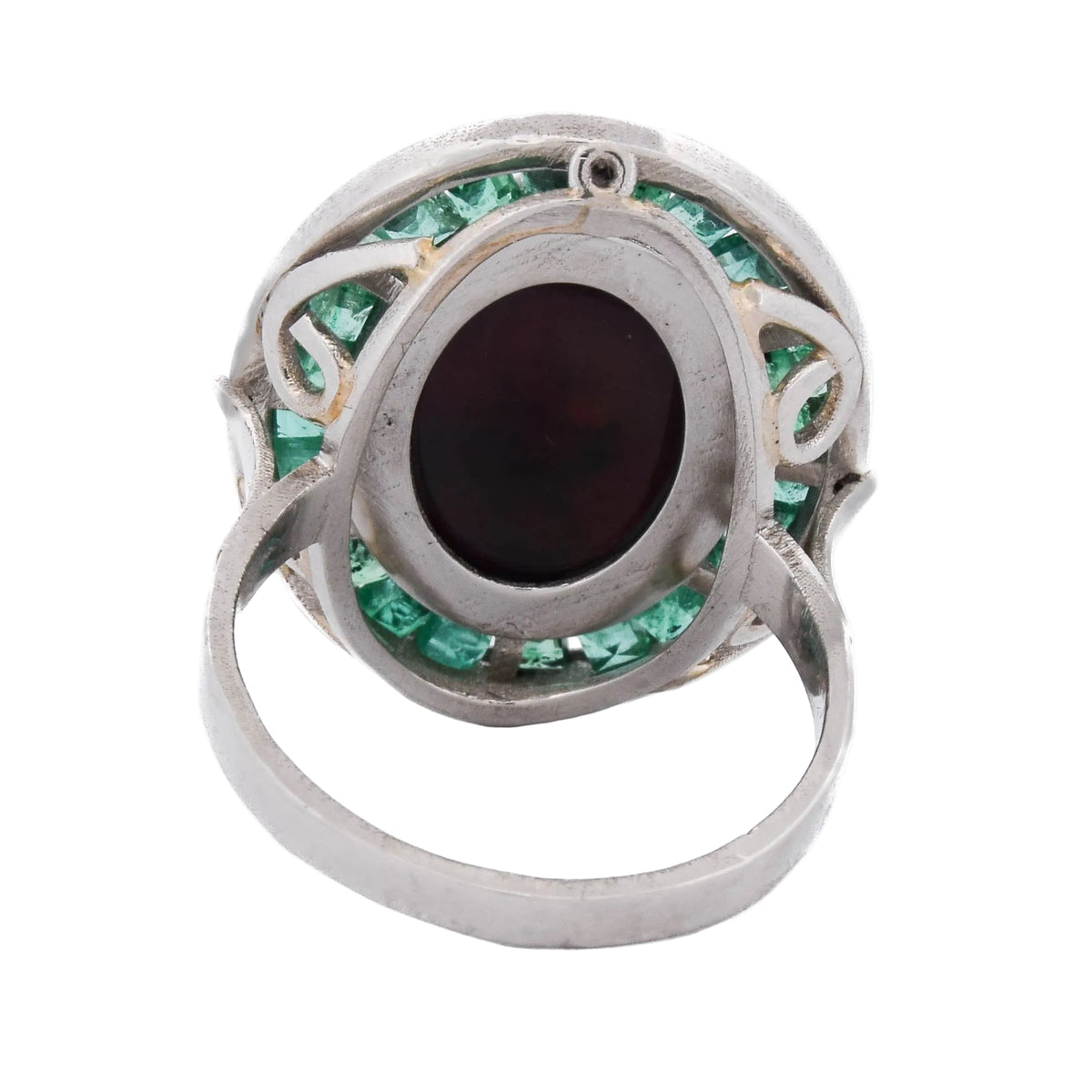 Cocktail Ring in Platinum, Opal, and Emeralds