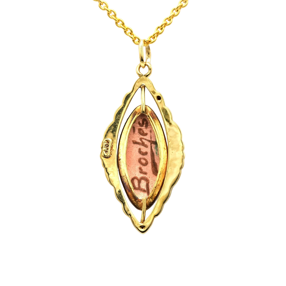 Yellow gold and enamel pendant
