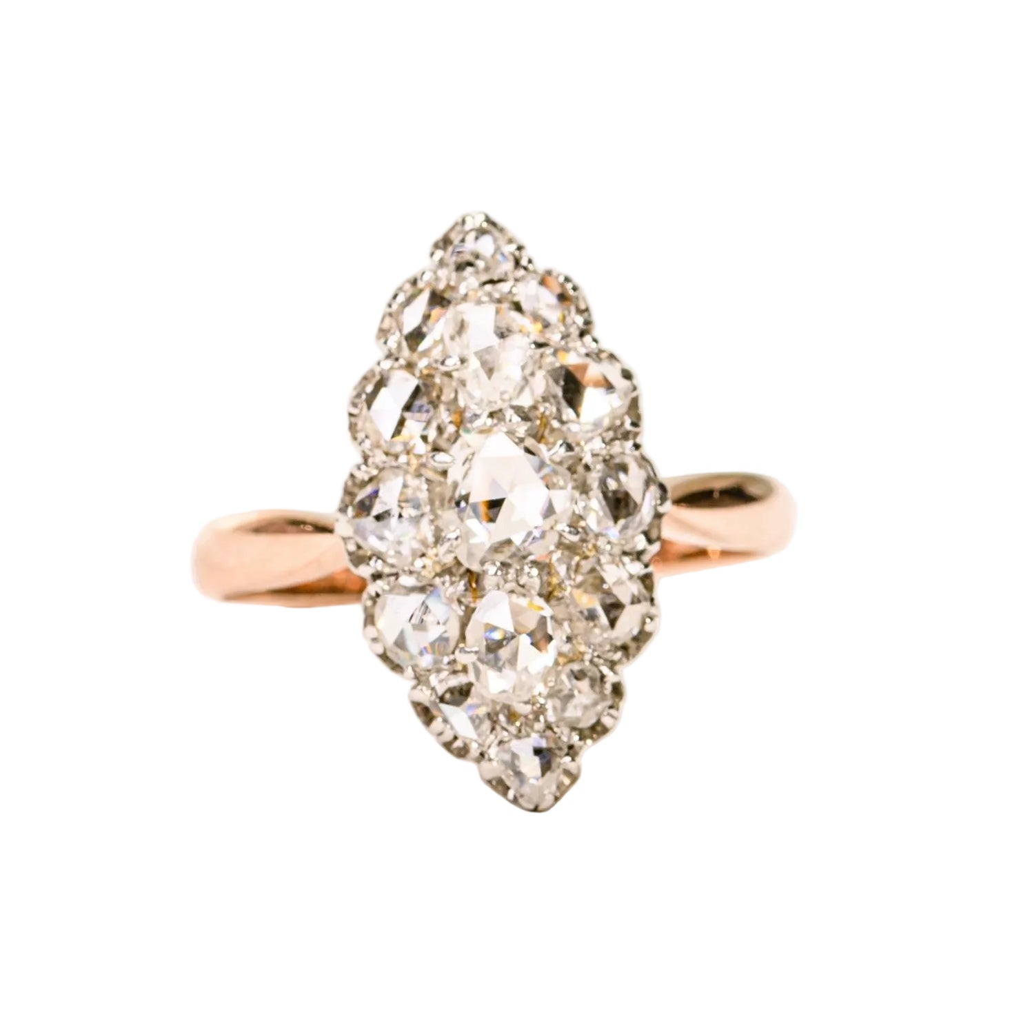 Marquise Ring in Rose gold, Platinum and Diamonds