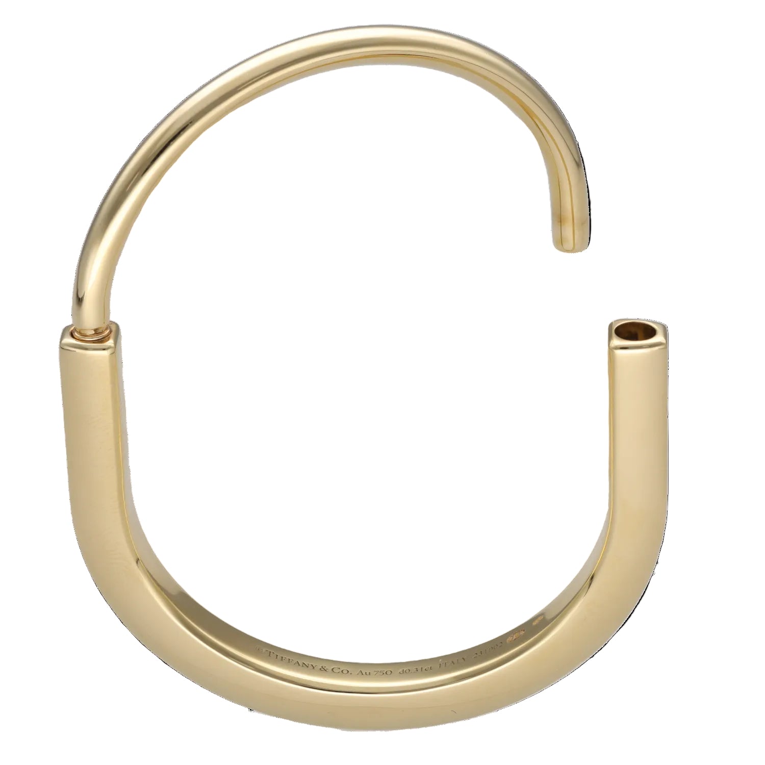 TIFFANY & CO. "Lock" Yellow Gold and Diamond Bangle