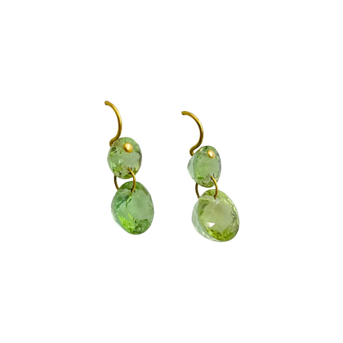 MARIE-HÉLÈNE DE TAILLAC "Gem Incandescence" Dangle Earrings in yellow gold and green Tourmaline
