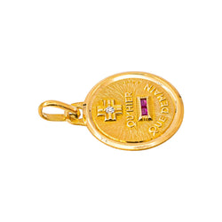 Augis Pendentif  Médaille Plus hier moins que demain  Or jaune Rubis