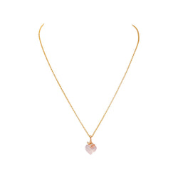 Yellow Gold Necklace with Rose Quartz