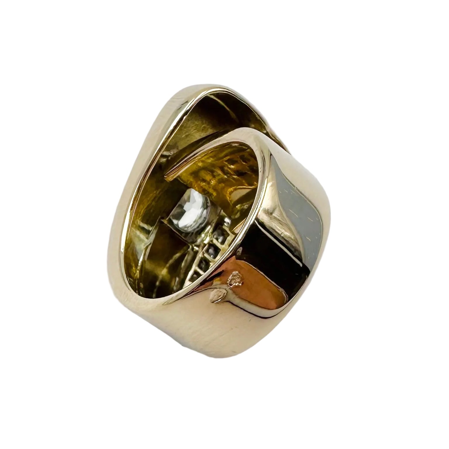 Yellow gold, Platinum and Diamond Pave Ring