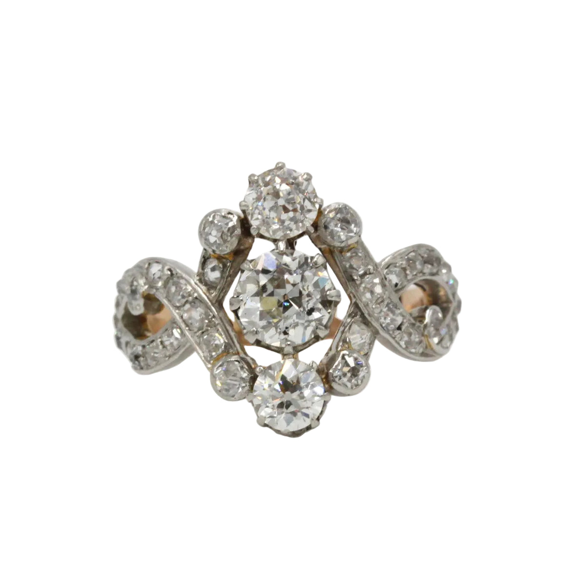 Yellow gold, Platinum, and Diamond ring