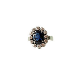 Marguerite Ring in White Gold, Sapphire, and Diamonds