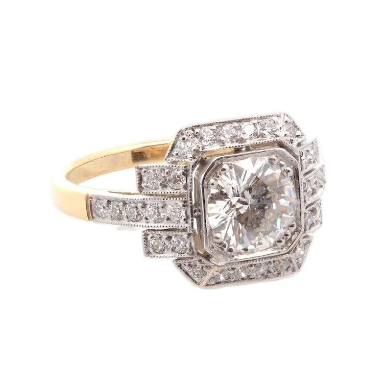 Entourage Ring in yellow gold, Platinum, and Diamonds