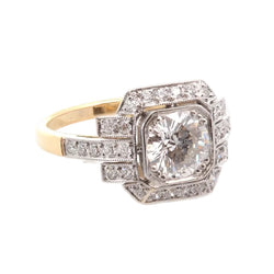 Entourage Ring in yellow gold, Platinum, and Diamonds