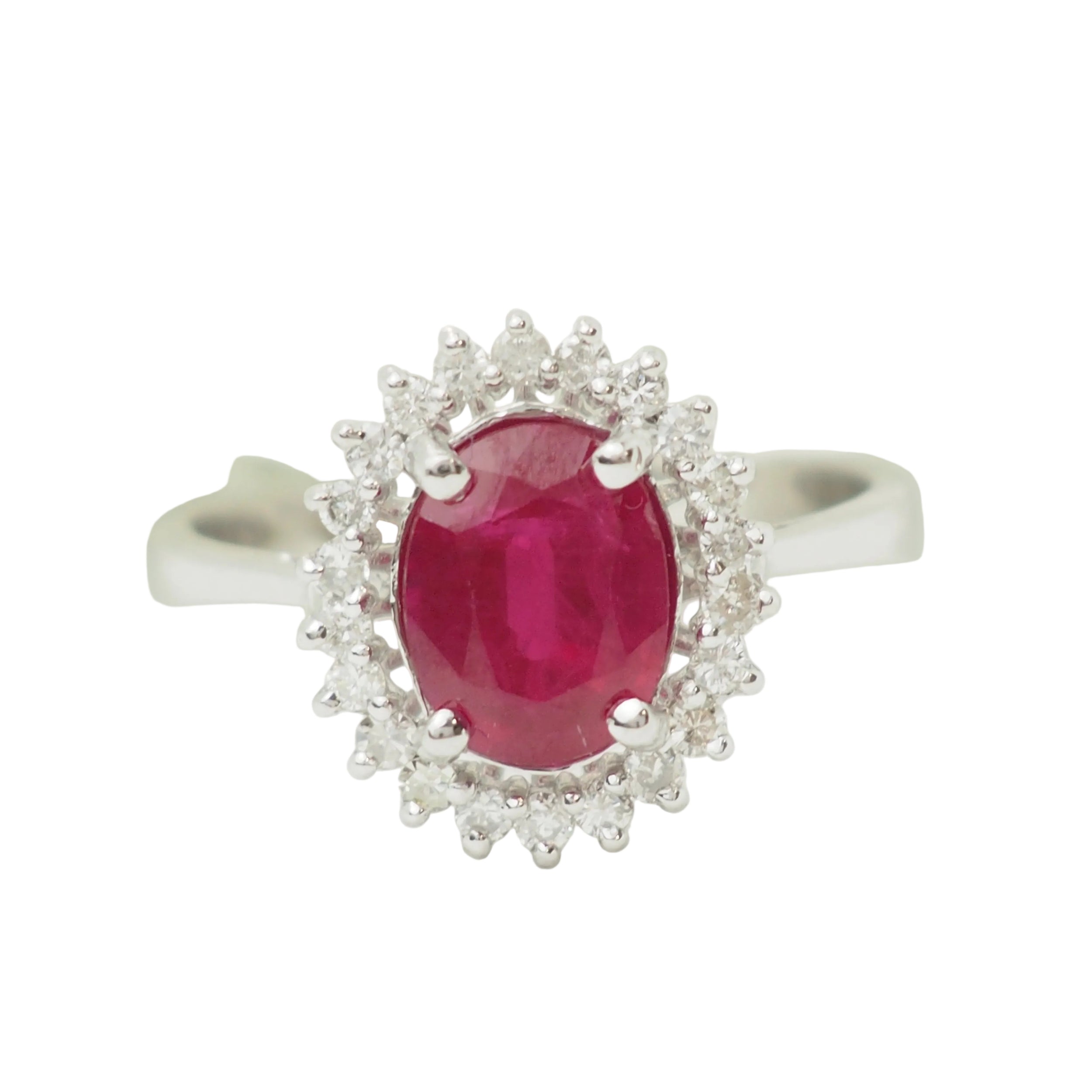 Entourage Ring in white gold, rubies, and diamonds