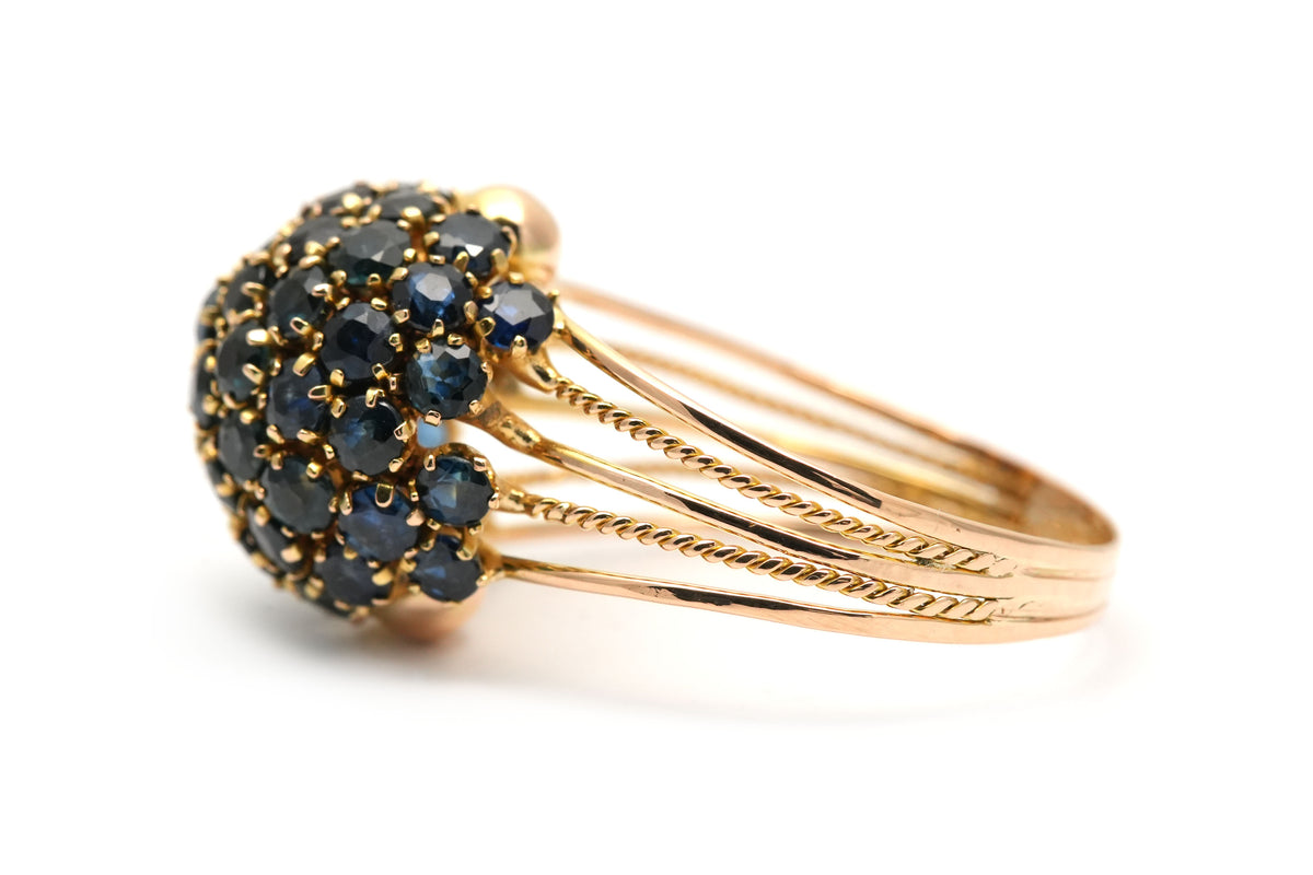 Dome Ring in Yellow Gold and Sapphires