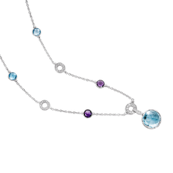 BVLGARI "Parentesi Cocktail" Necklace in white gold, blue topazes, amethysts and diamonds