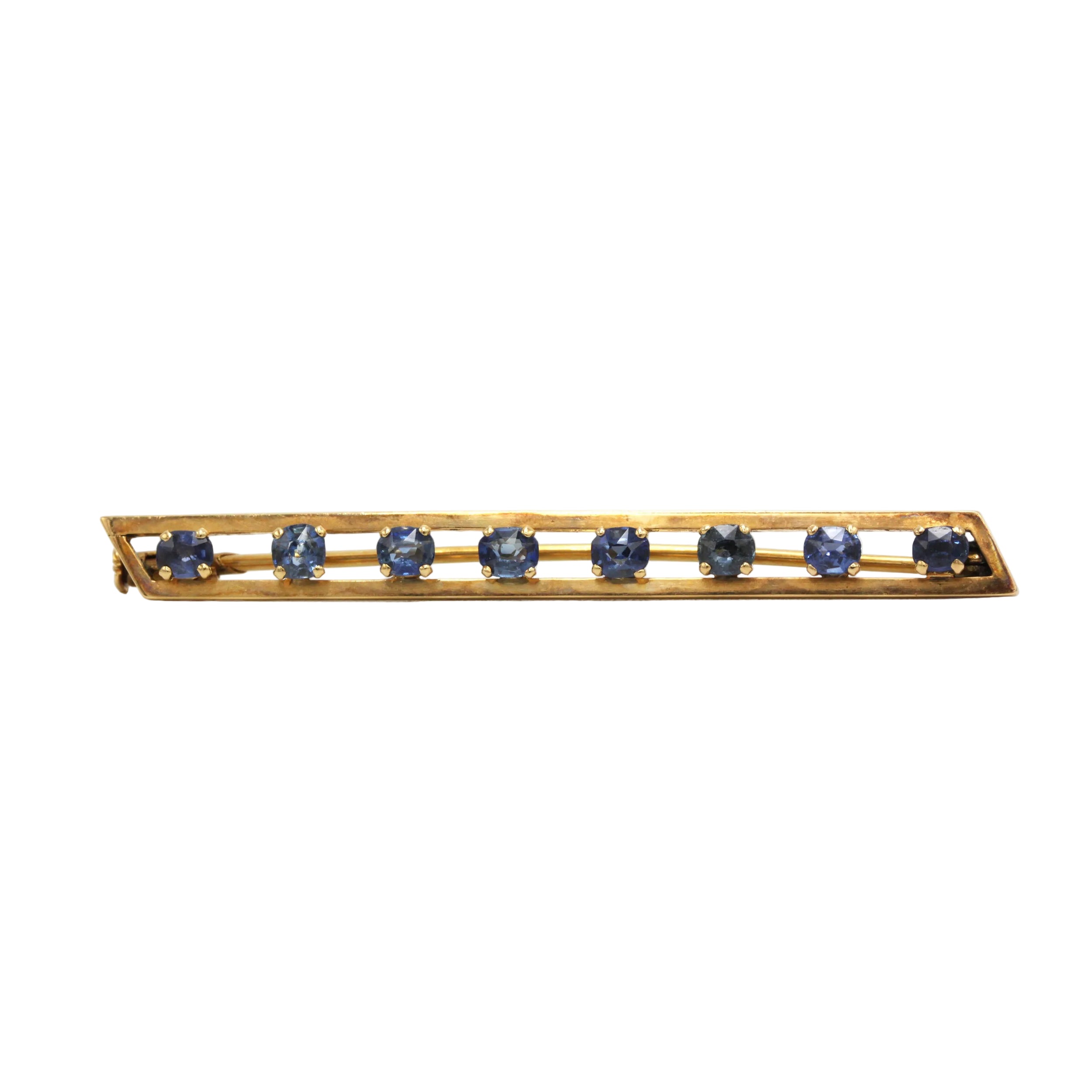 Yellow Gold Brooch with Sapphires