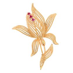 Yellow Gold and Ruby Brooch