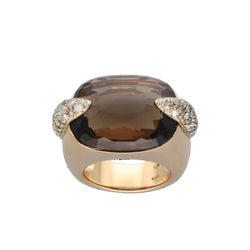 POMELLATO "Pin Up" Cocktail Ring in rose gold, quartz, and diamonds