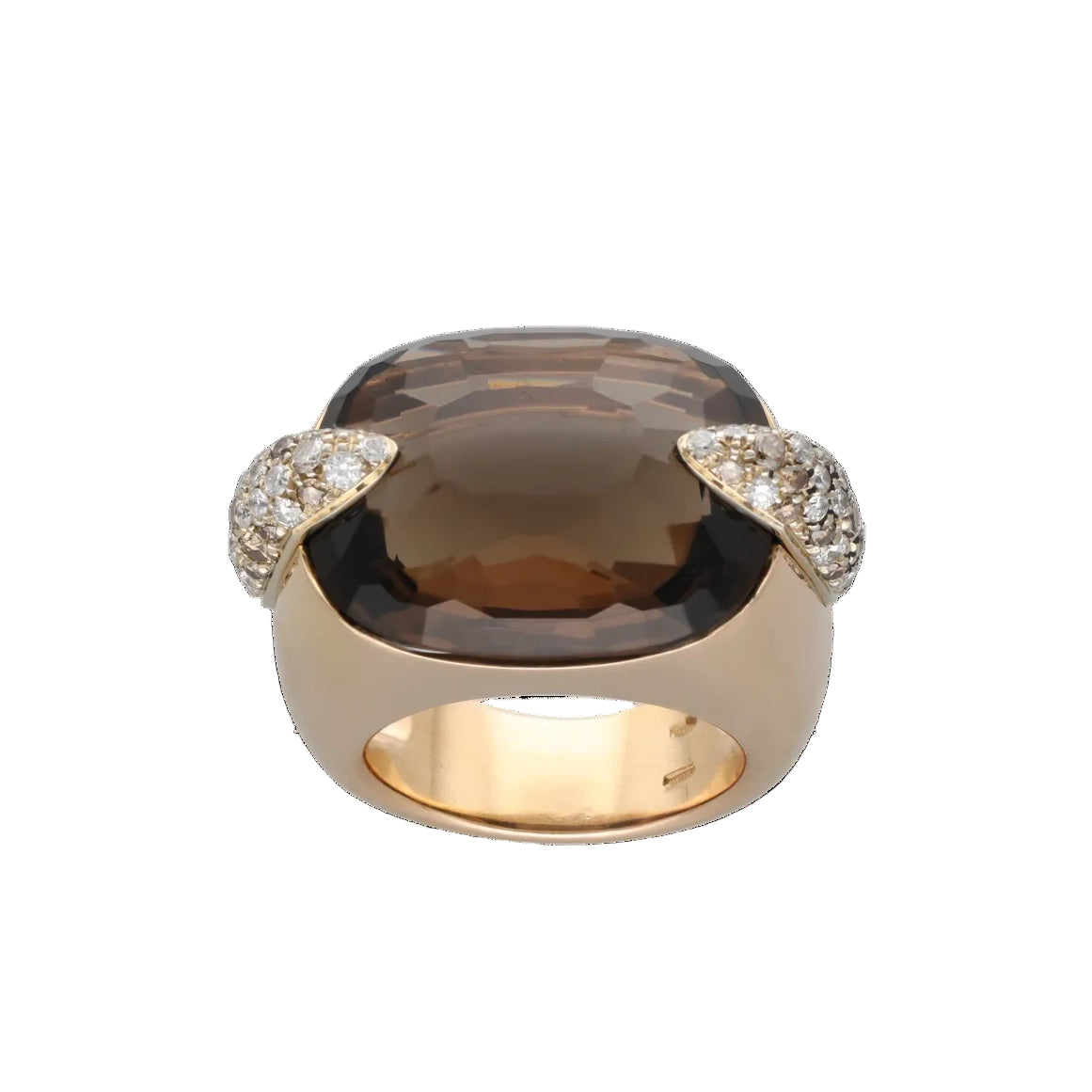 POMELLATO "Pin Up" Cocktail Ring in rose gold, quartz, and diamonds