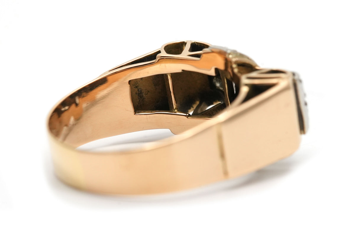 Bague Tank en or jaune et diamants