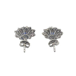 Boucles d'oreilles Puces en or blanc, saphirs et diamants