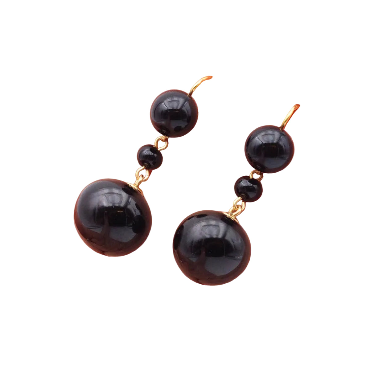 Yellow Gold Lever-back Earrings with Glass Beads